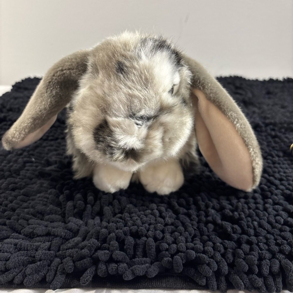 Living Nature Plush Lop-Eared Bunny Toy - Gray and White